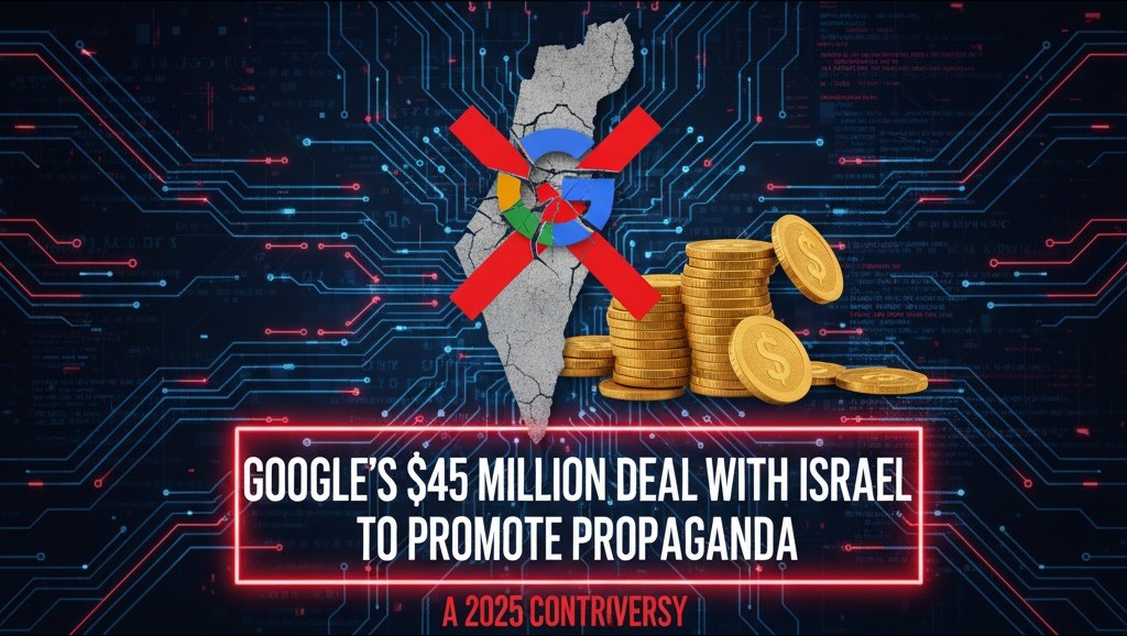 Google Israel deal, $45 million propaganda, Gaza famine denial, hasbara campaign, Netanyahu propaganda, Google ads controversy, 2025 news