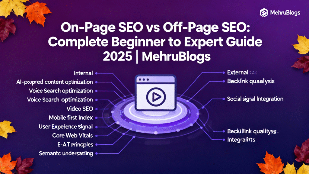 On-Page SEO vs Off-Page SEO: Complete Beginner to Expert Guide 2025 | Mehrublogs 4 On-Page SEO vs Off-Page SEO: Complete Beginner to Expert Guide 2025 | Mehrublogs