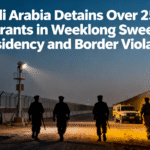 Saudi Arabia migrant arrests, illegal residency crackdown, border security violations, labor law enforcement Saudi, Yemeni Ethiopian migrants